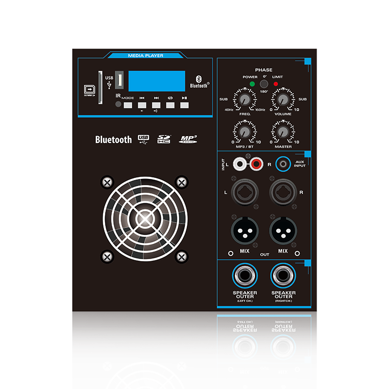 SUB12-2.1: Mix Out dan Output Daya untuk Modul Fungsional Speaker Array Saluran Keluaran Daya Satelit 2.1 atau 2.2