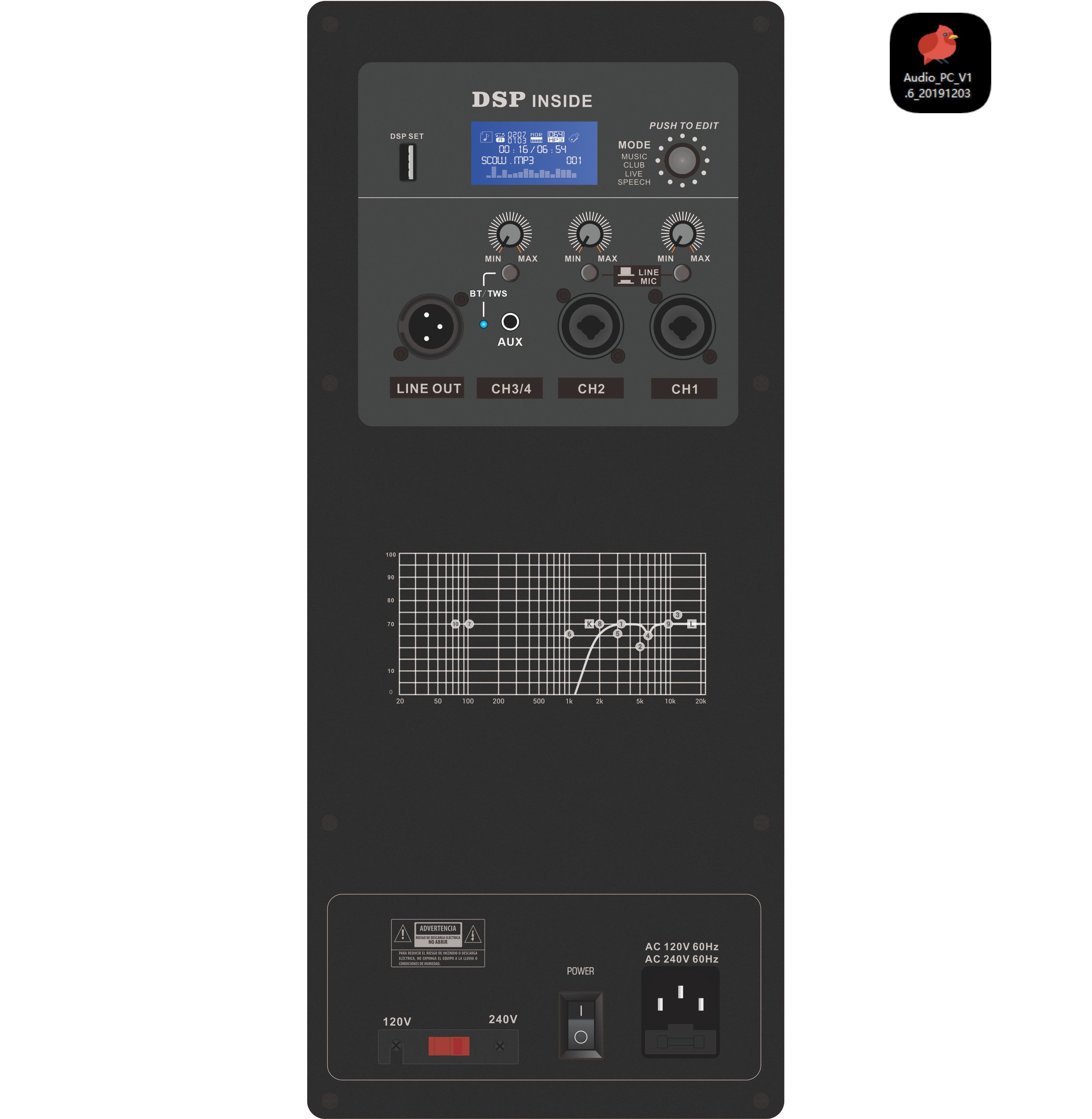 DSP1801 Amplifier Speaker Aktif Jangkauan Penuh
