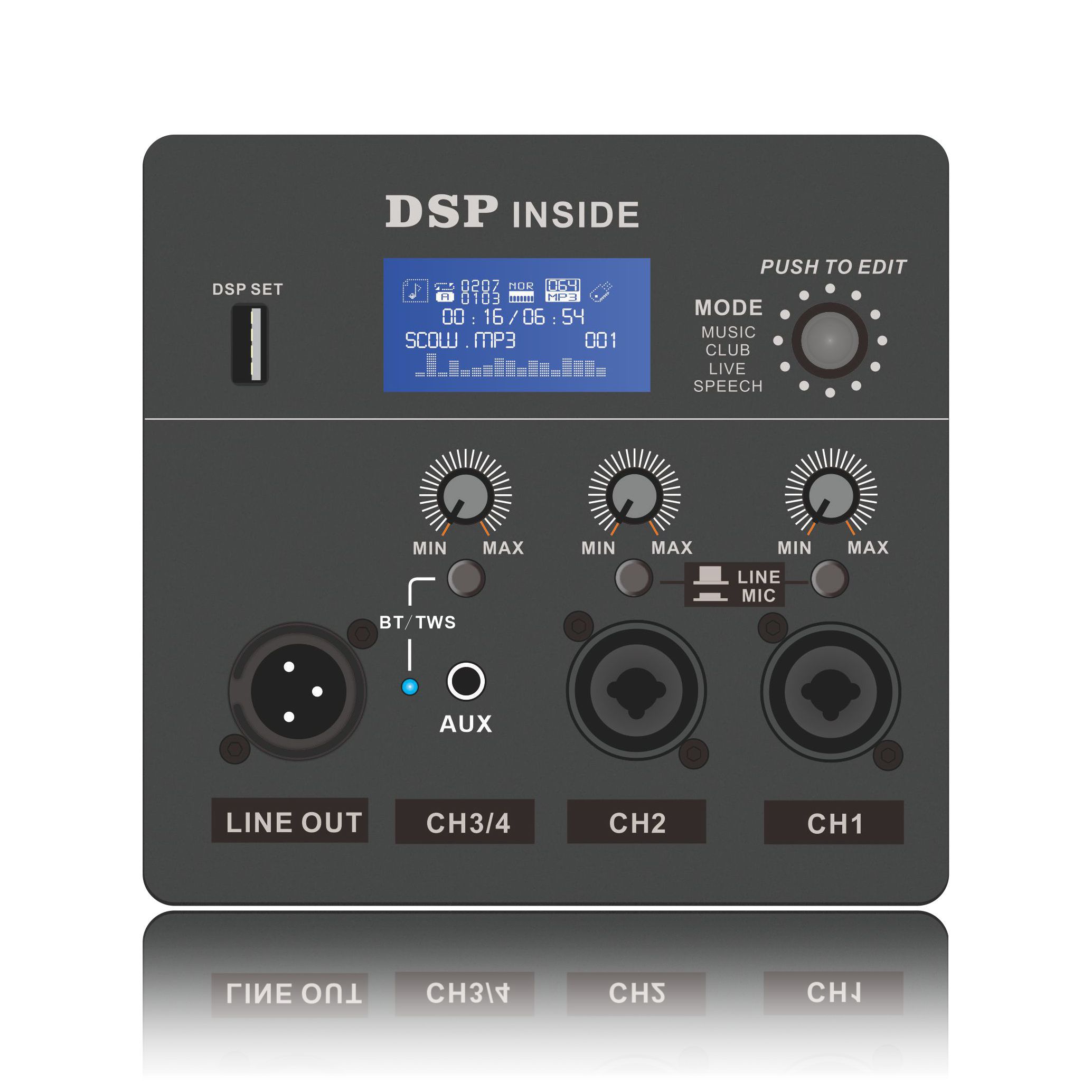 DSP1801: Modul Fungsional DSP Berbasis ADAU1701 Speaker Frekuensi Penuh Aktif