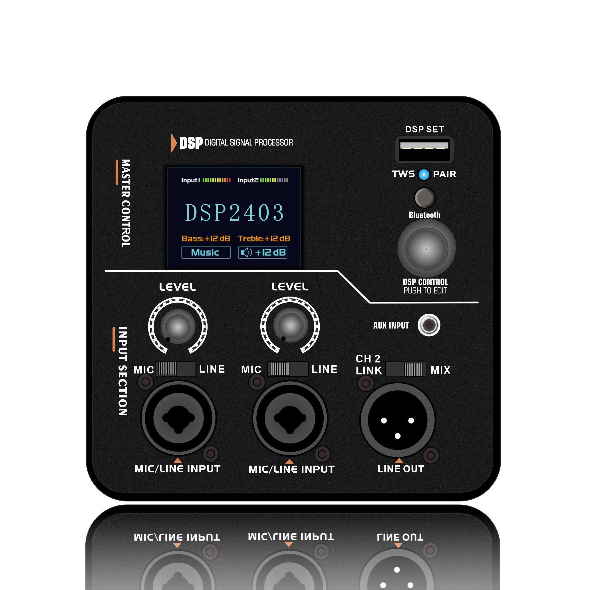 DSP2403 Amplifier Speaker Aktif Jangkauan Penuh