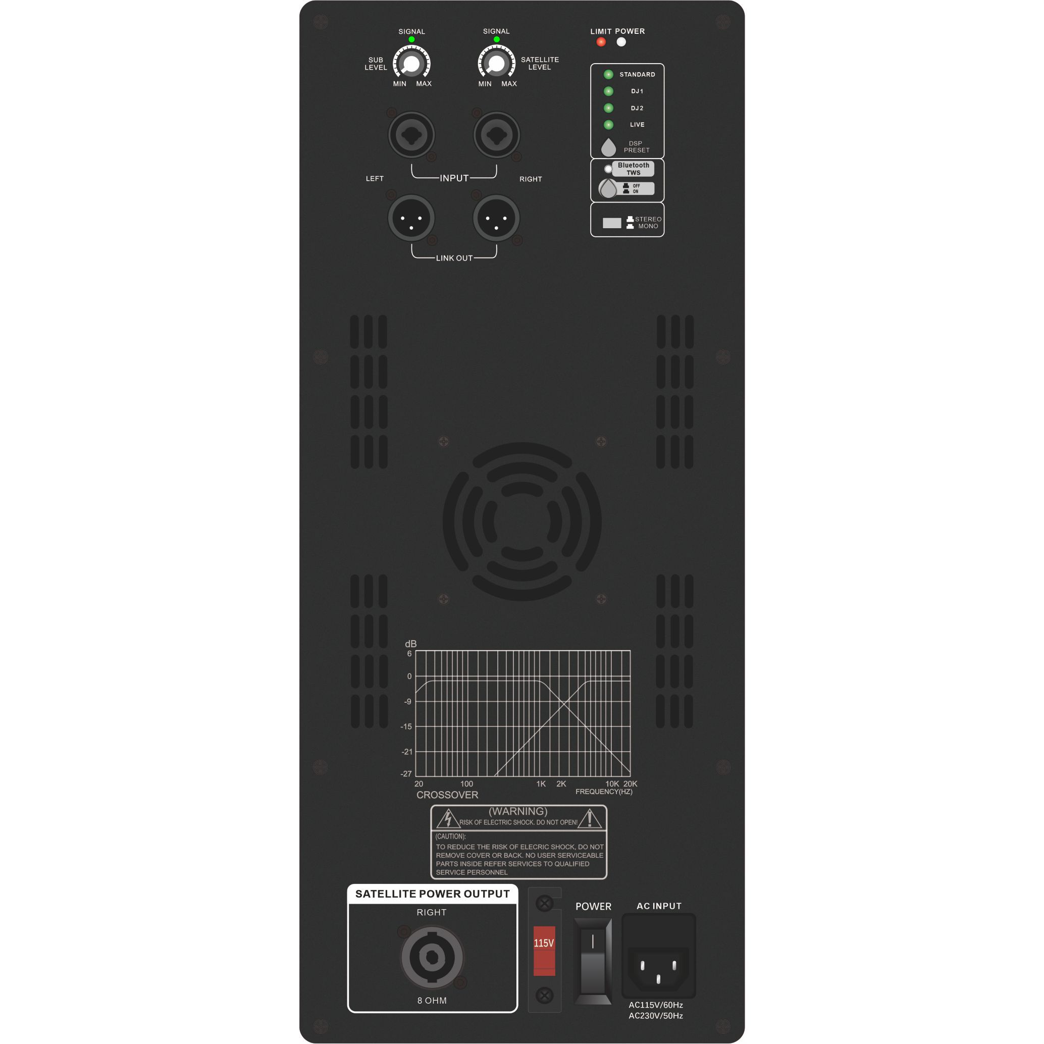 Subwoofer Bertenaga Seri DSP1903SUB Sistem Saluran 1.1 / 2.1 / 2.2