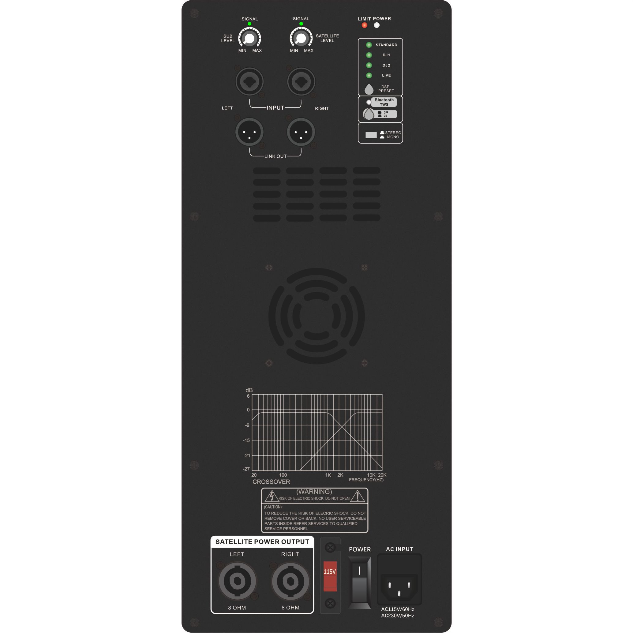 Subwoofer Bertenaga Seri DSP1903SUB Sistem Saluran 1.1 / 2.1 / 2.2