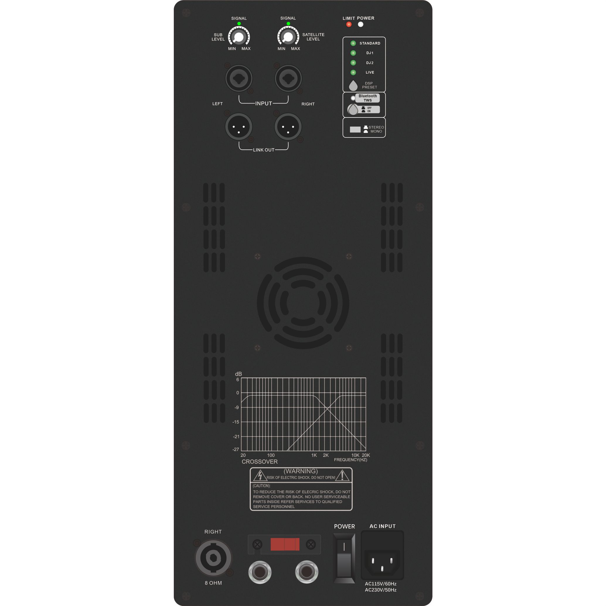 Subwoofer Bertenaga Seri DSP1903SUB Sistem Saluran 1.1 / 2.1 / 2.2