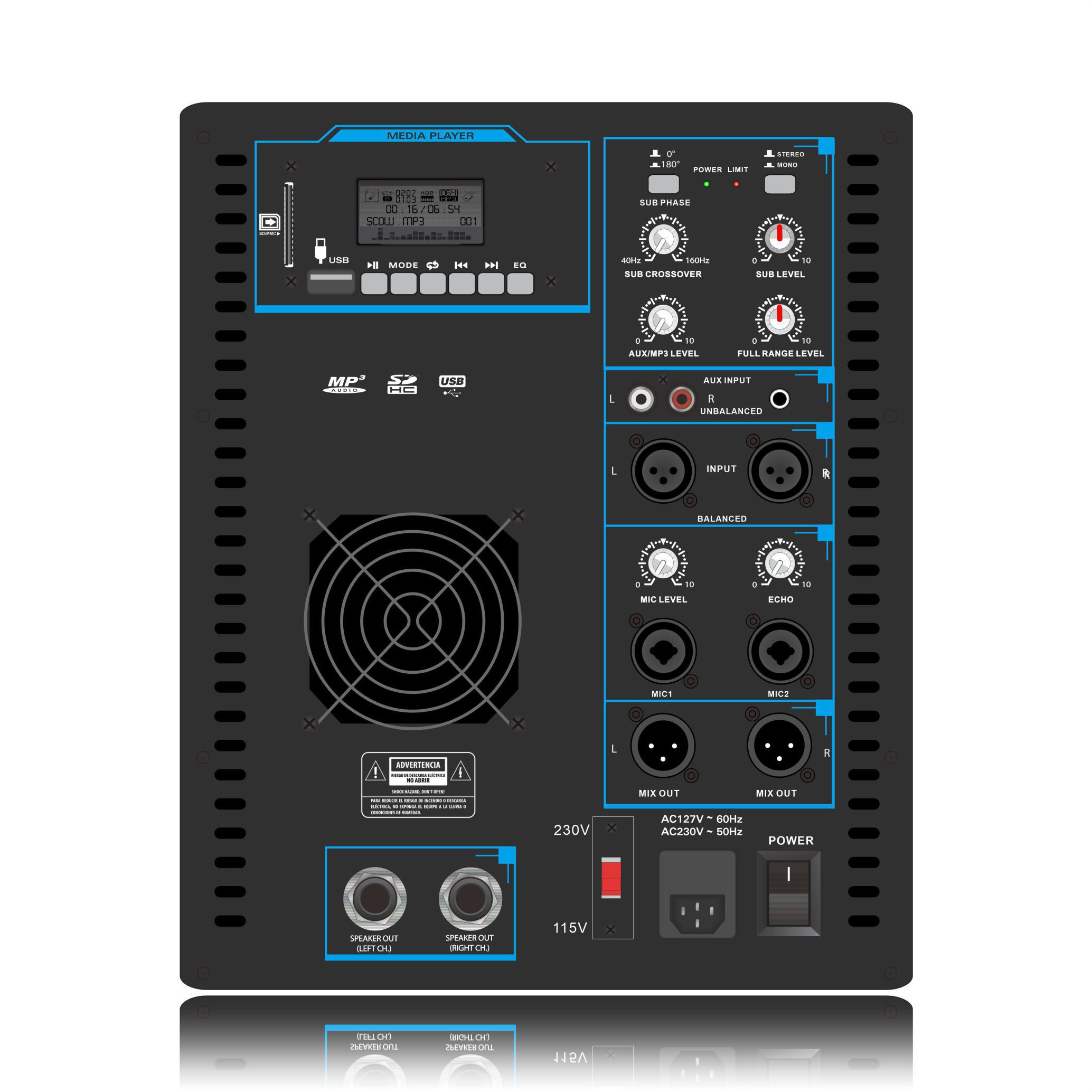 Penguat Daya Sistem Speaker Line Array SUB15 2.1-2.2