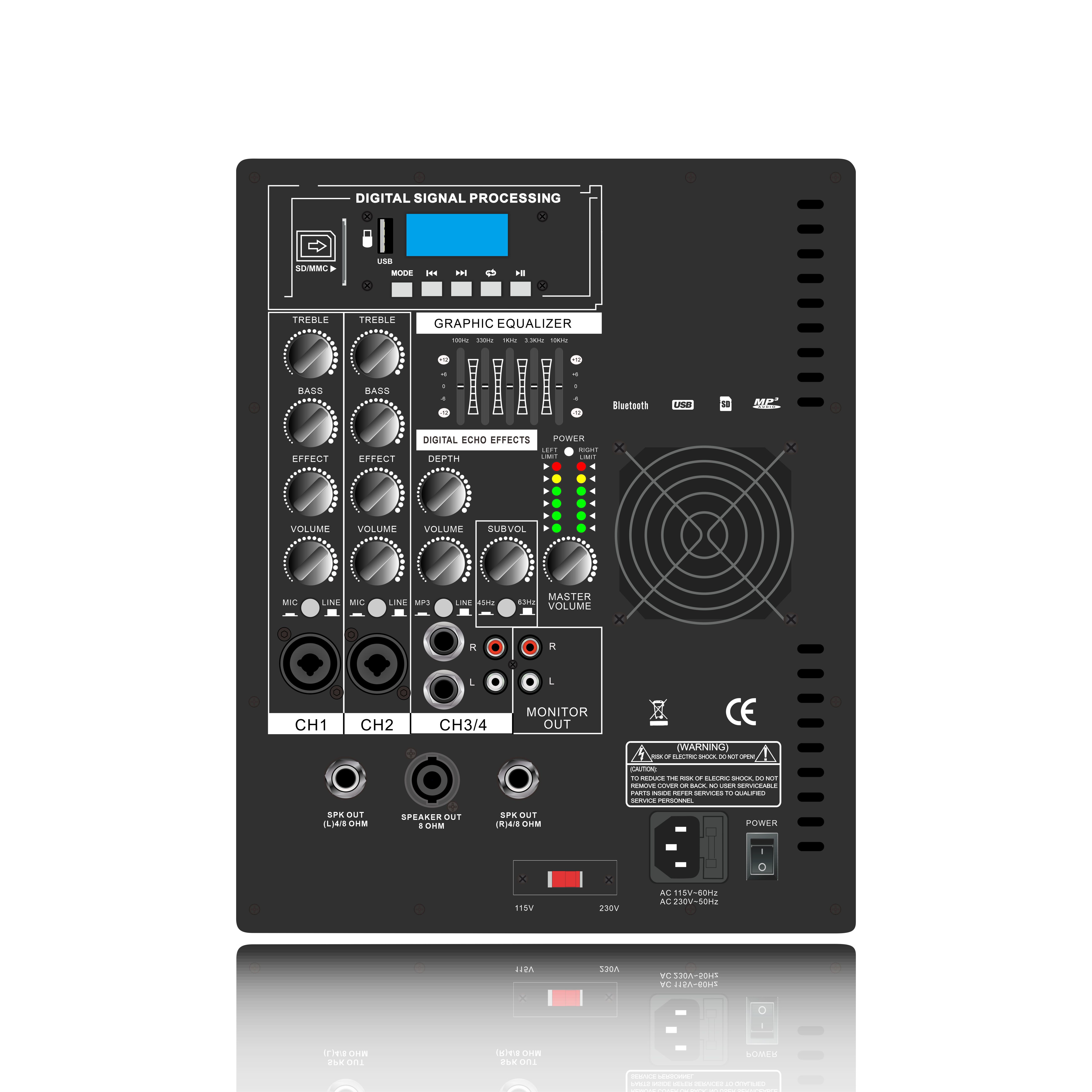 Penguat Daya Sistem Speaker Line Array EON206SUB 2.1-2.2