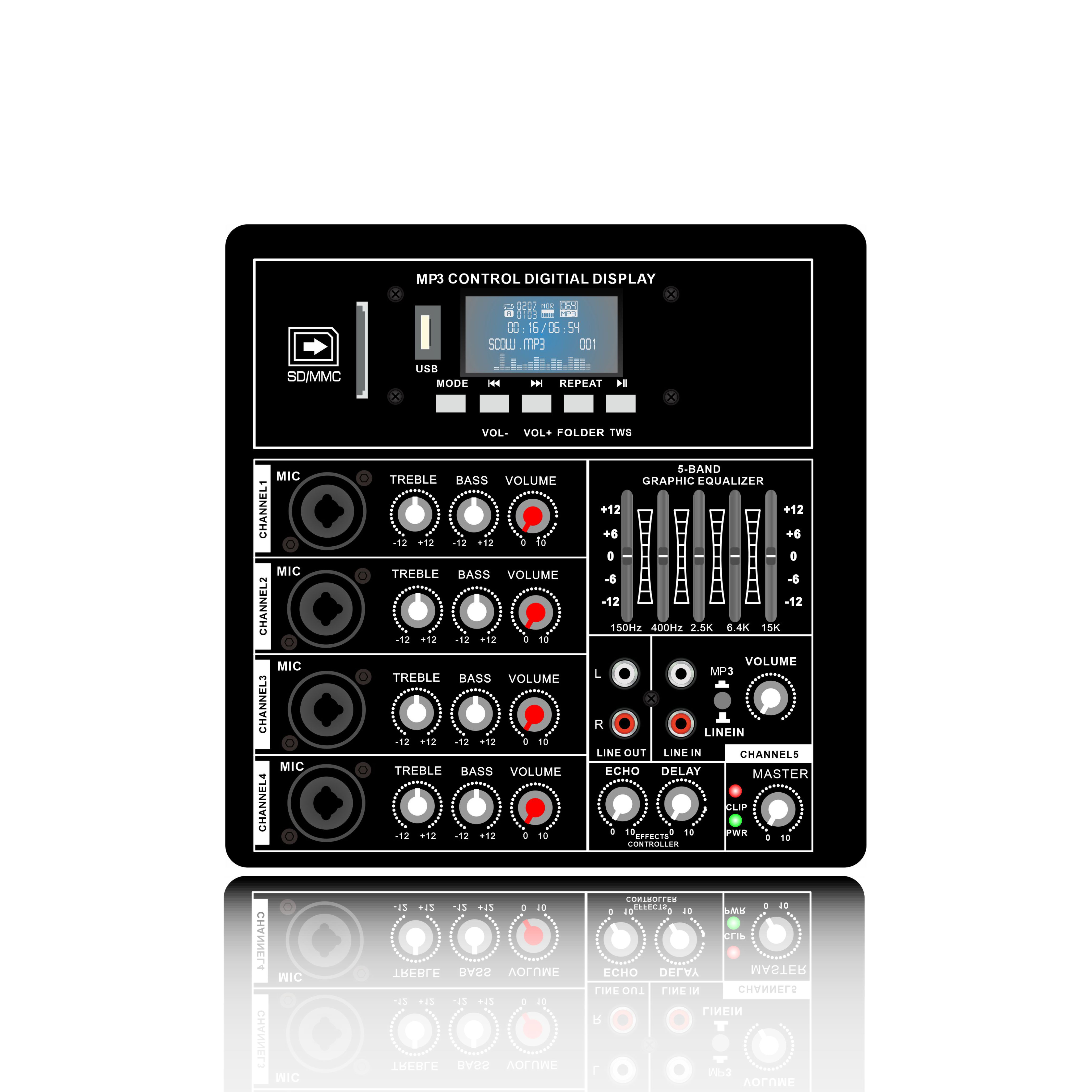 Kelas AB Multi-saluran dengan equalizer PA Speaker Amplifier PL83