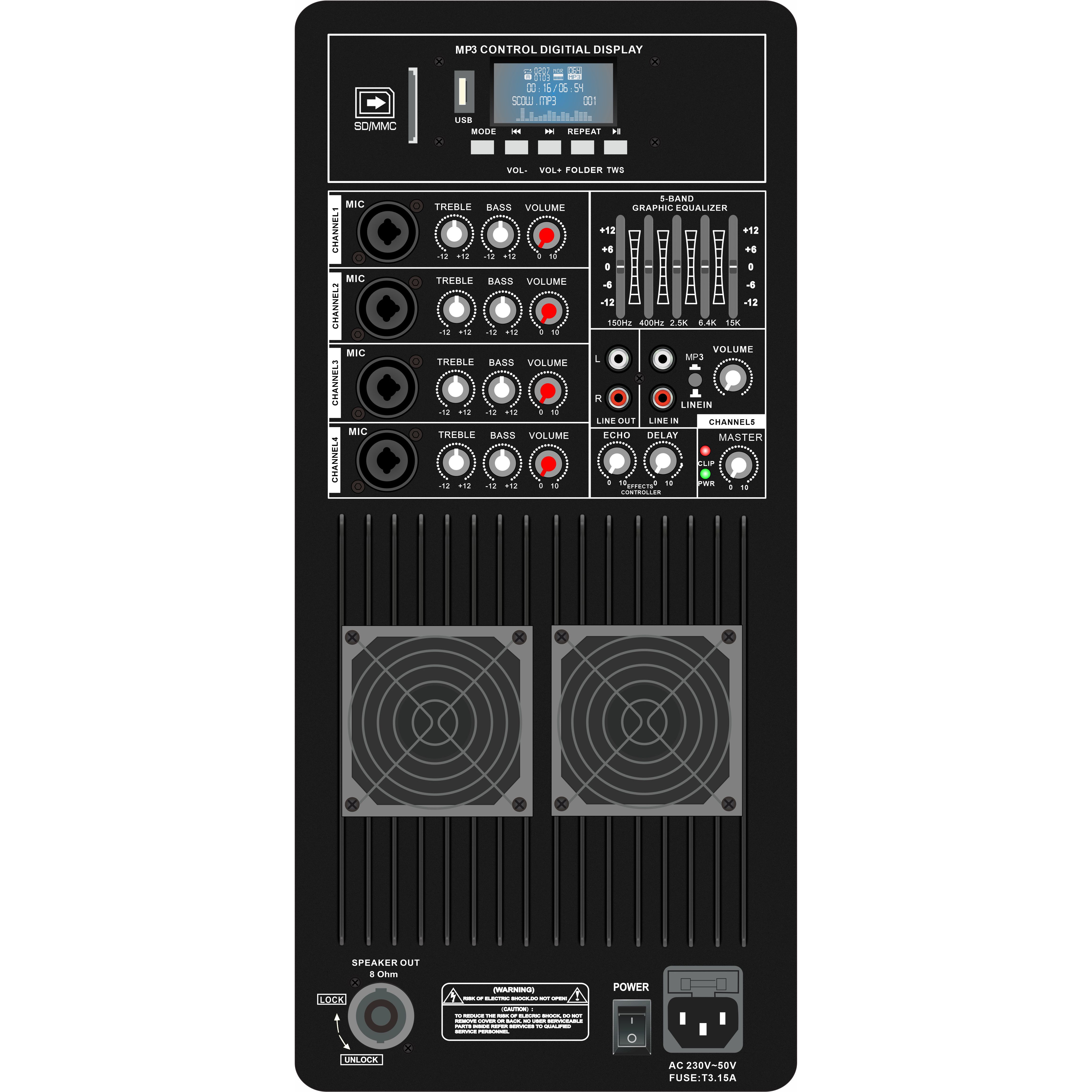 Kelas AB Multi-saluran dengan equalizer PA Speaker Amplifier PL83
