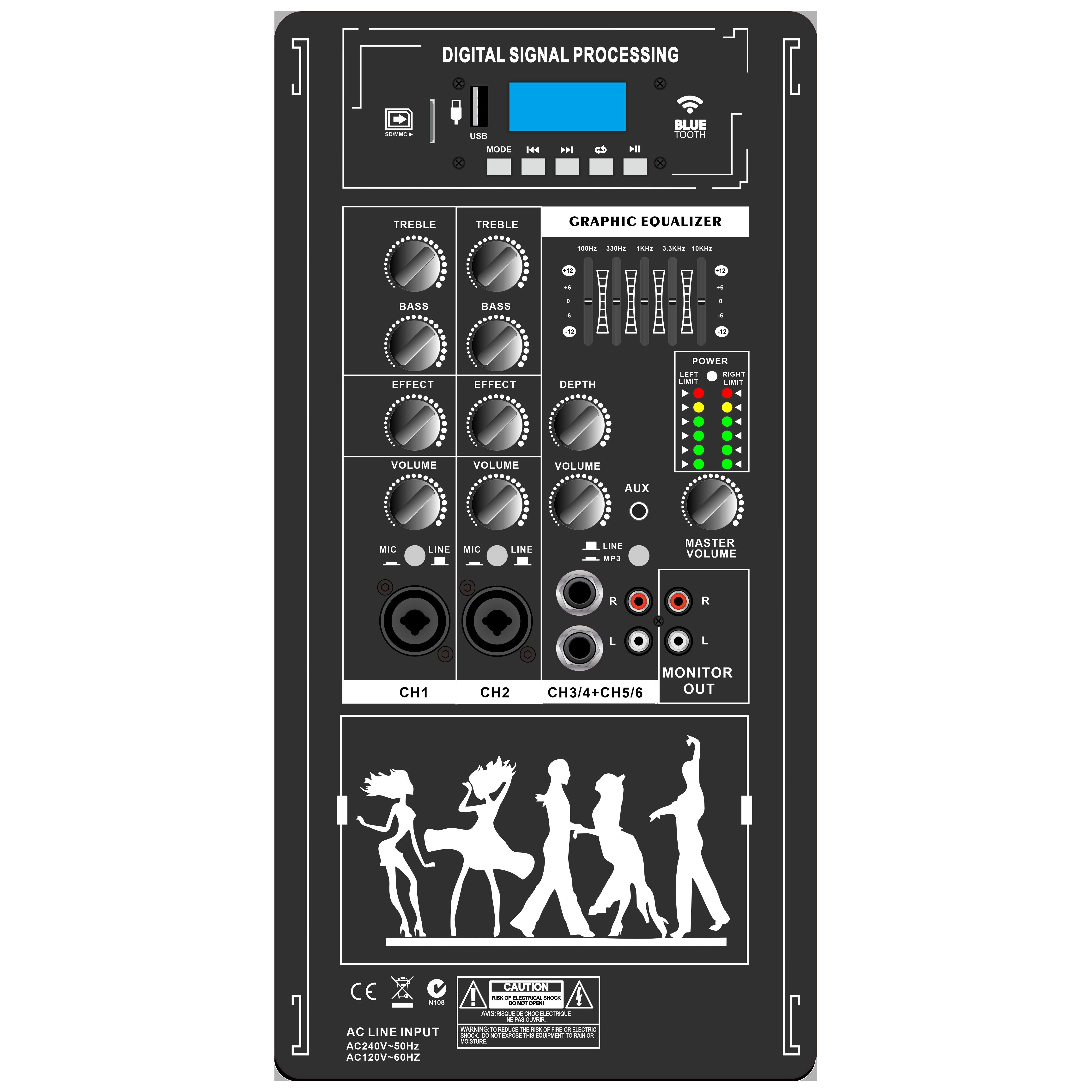 Amplifier Bertenaga Sistem Stereo Portabel EON206