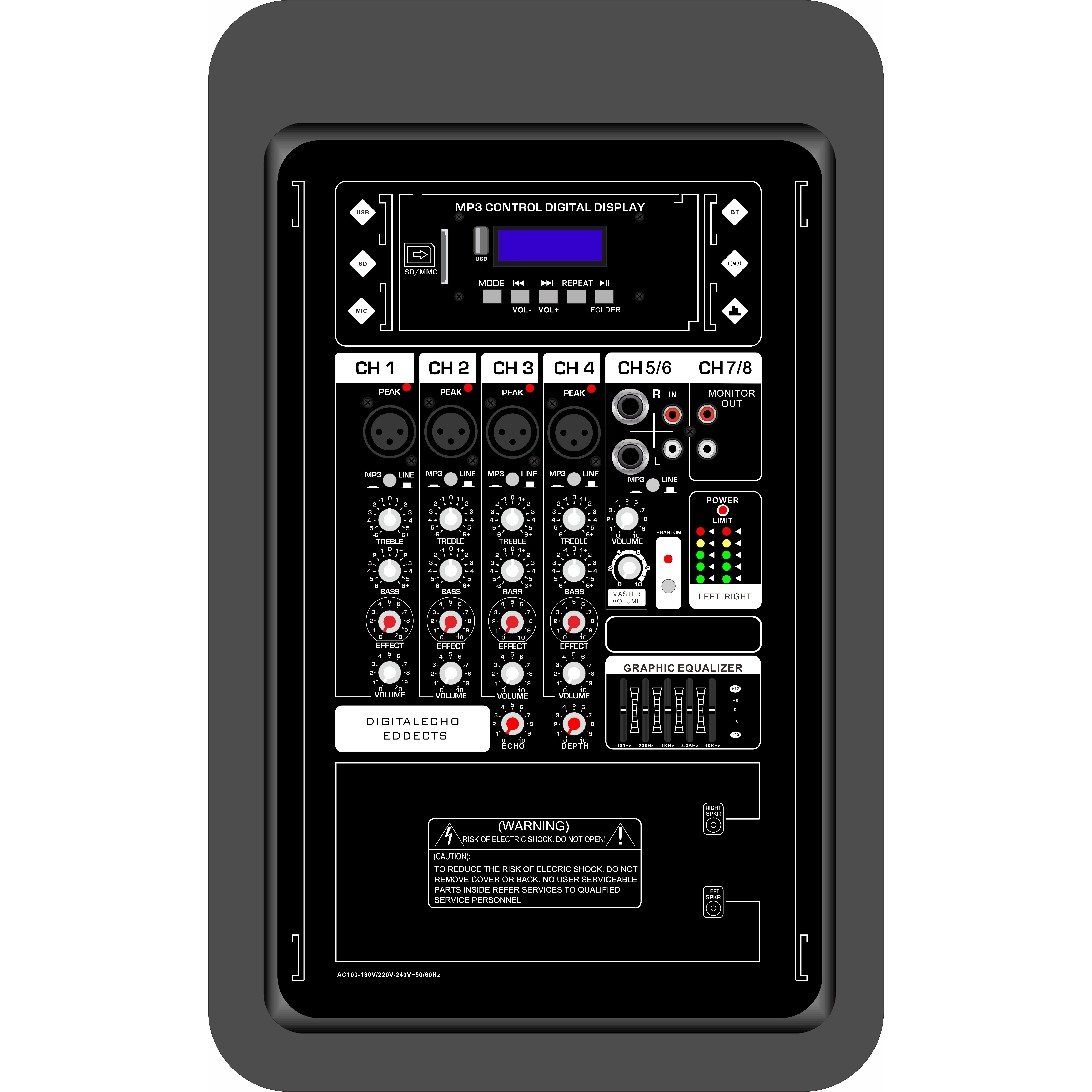 Amplifier Mixer Bertenaga Sistem DUA ARAH 10 inci yang ringkas EON210A