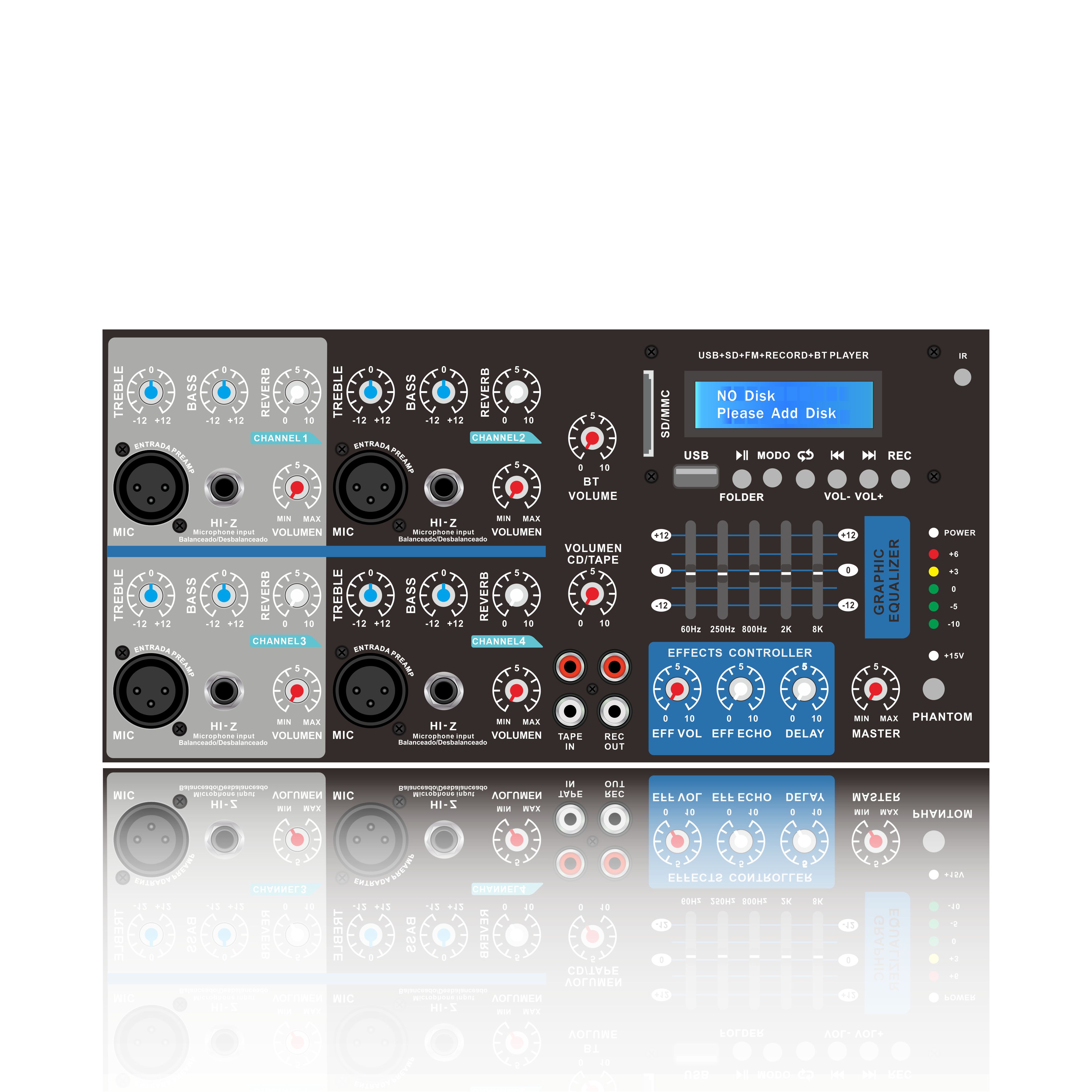 Amplifier Mixer Karaoke Bluetooth Bertenaga 4 Saluran SB4200