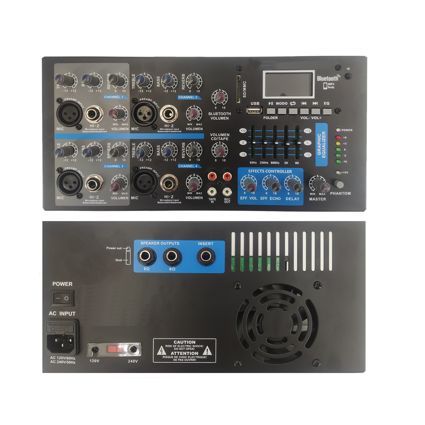 Amplifier Mixer Karaoke Bluetooth Bertenaga 4 Saluran SB4200