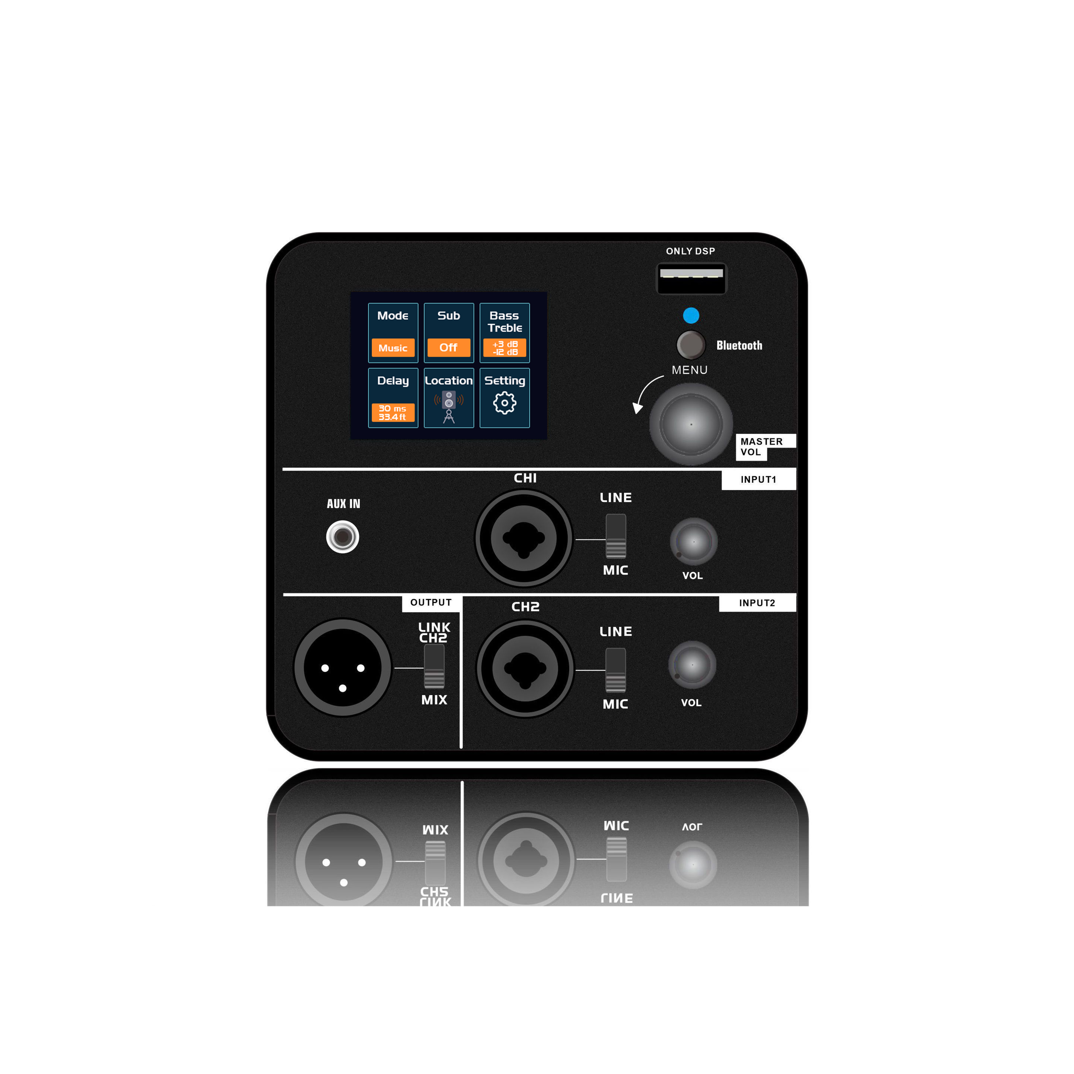DSP2406 Layar Warna Amplifier Speaker Aktif Jangkauan Penuh